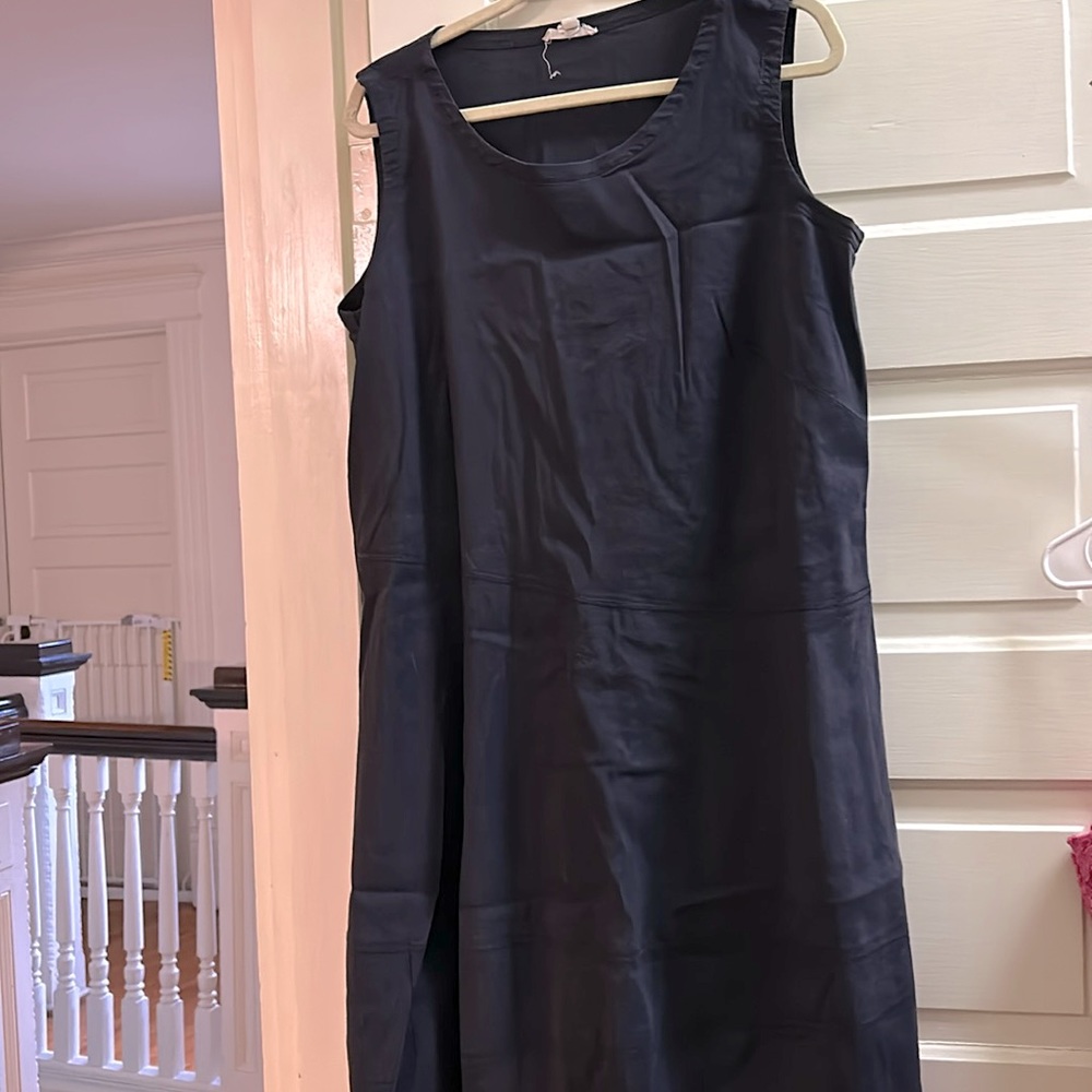 Eileen Fisher LINEN navy sleeveless dress. 1X